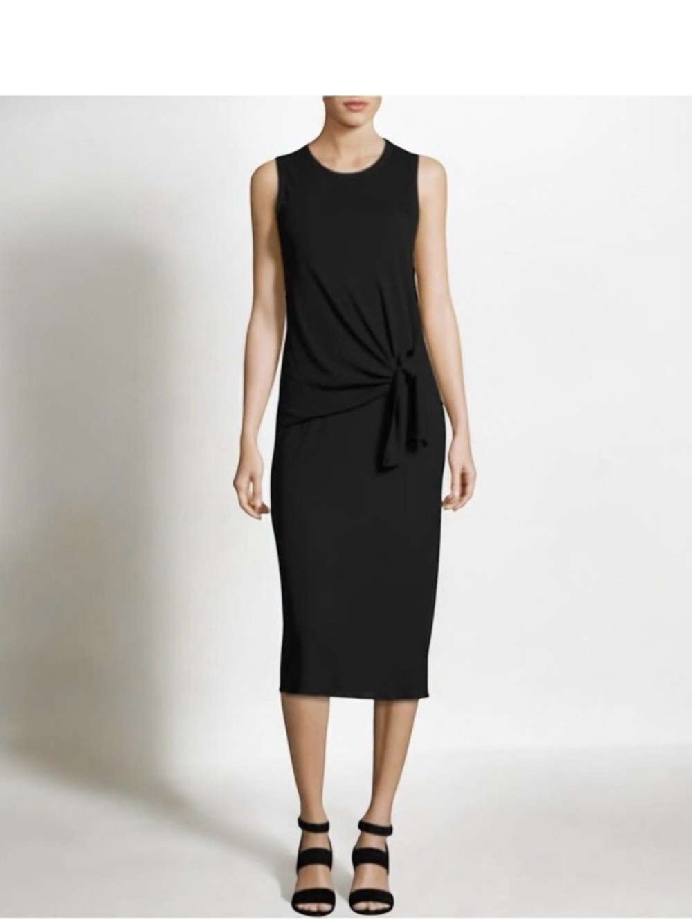 Theory Dorotea K Black Tie-Waist Midi Dress prices $225 NWT size Small